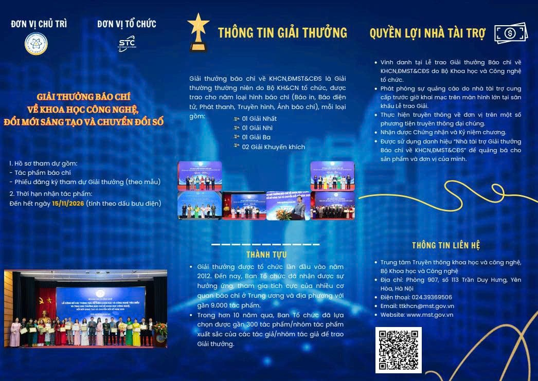 Phát động Giải thưởng Báo chí về khoa học công nghệ, đổi mới sáng tạo và chuyển đổi số năm 2026